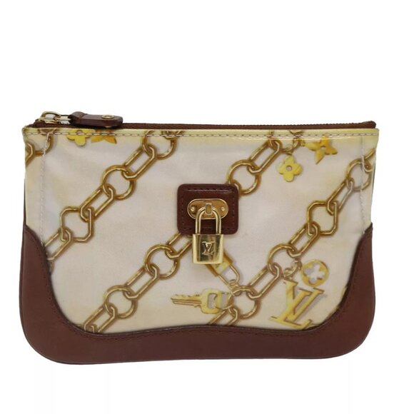 LOUIS VUITTON Monogram Charm Pochette Plat Coin Purse Brown - Picture 1 of 16